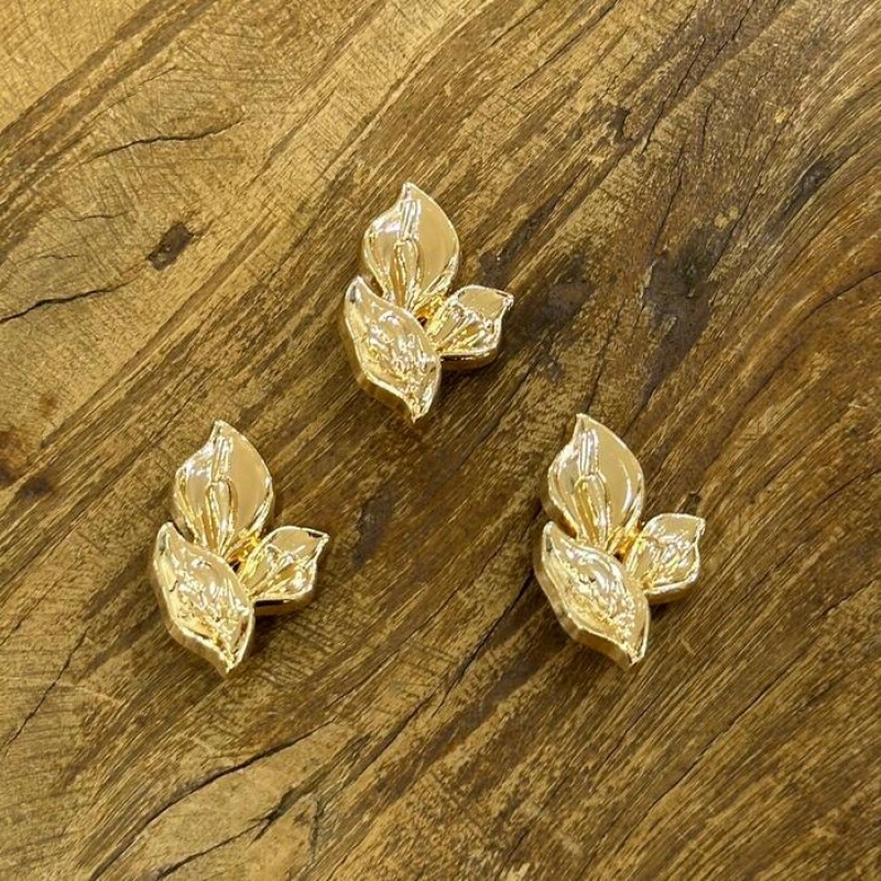 Botão Dourado de Metal Folhas 22MM 13805