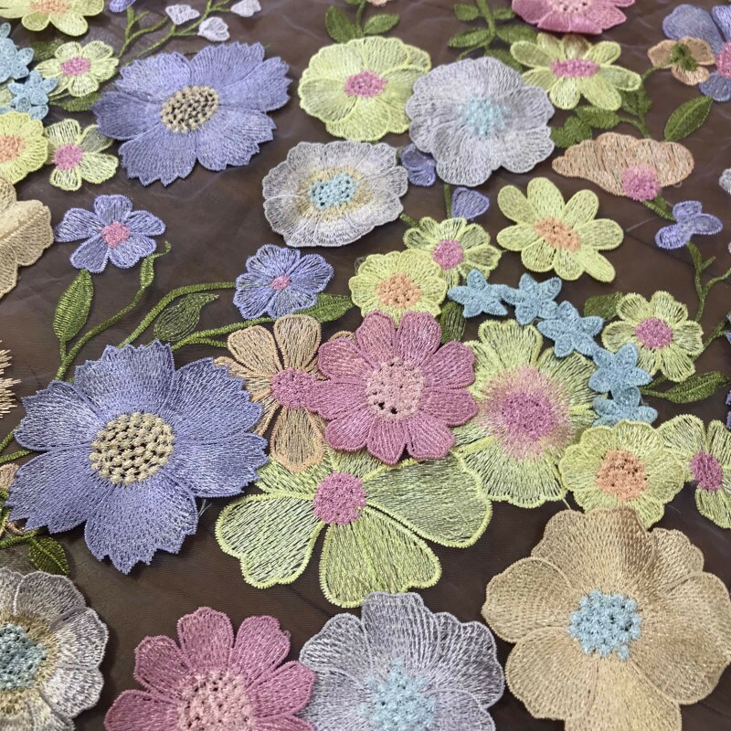 Tulle Floral 3D Tons Pastel