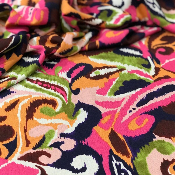 Linho Misto Floral Aquarela Pink e Marsala