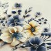 Viscoseda Barrado Floral Degradê Azul
