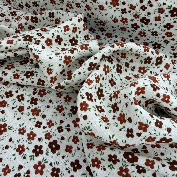 Viscolinho Liberty Marrom e Off White Viscolinho Liberty Marrom e Off White