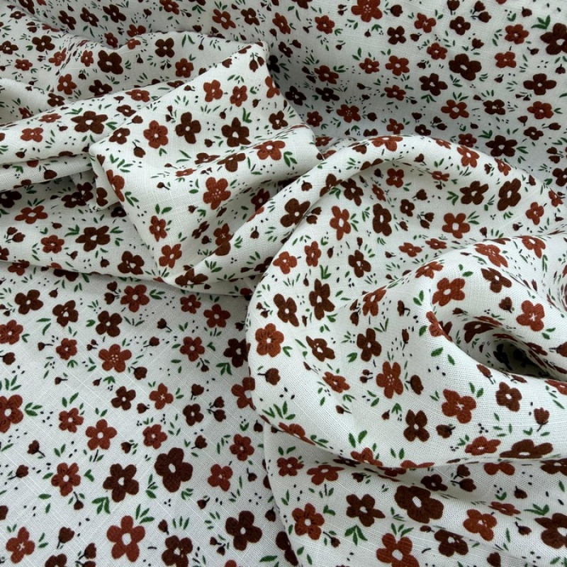 Viscolinho Liberty Marrom e Off White