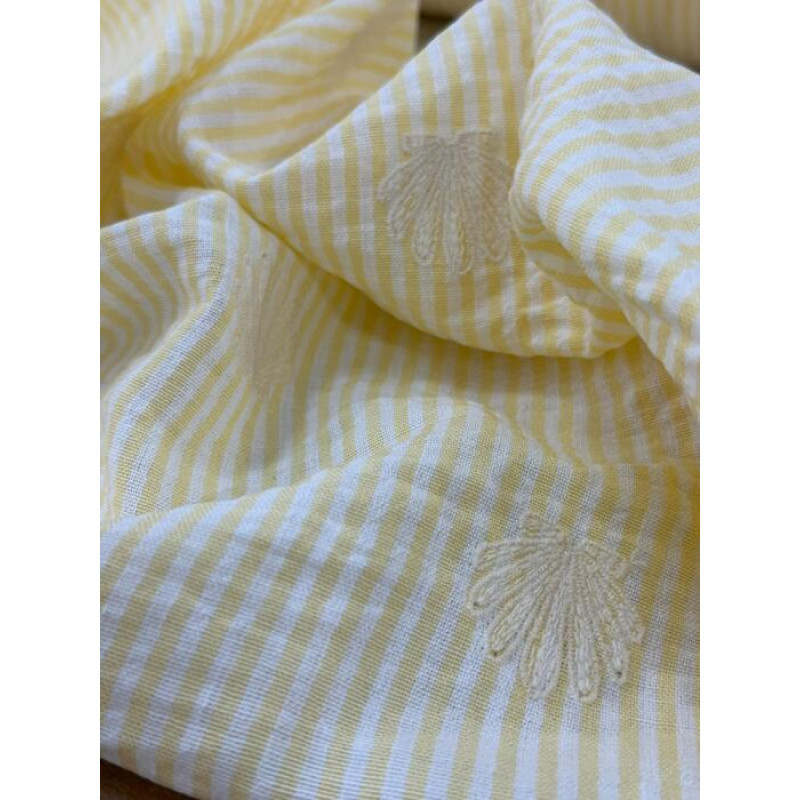Algodão Stripe Bordado Amarelo