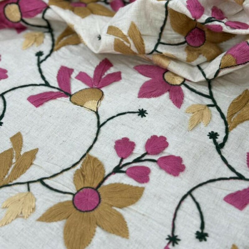 Walla Embroidery Algodão Floral Bordado