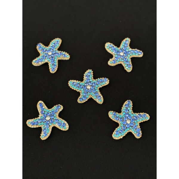 Aplicação bordadade estrela azul