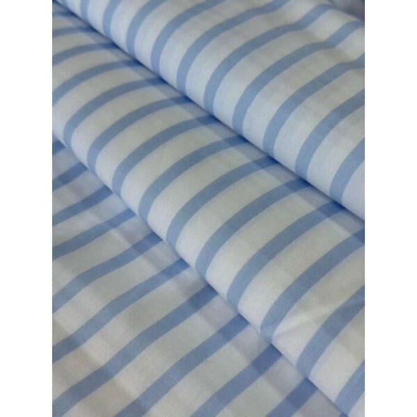 Tricoline Fio 50 Tinto Listra Azul Claro 