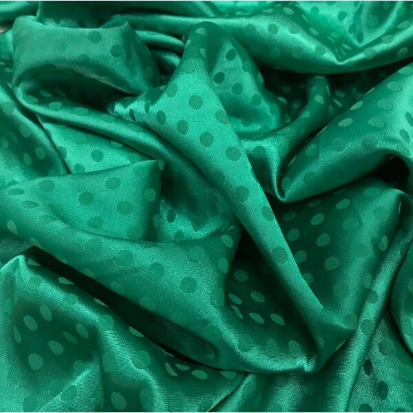 Cetim Jacquard Polka Verde Água