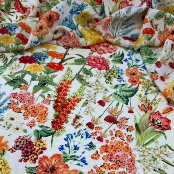 Viscose Siena Twill Sarjada Fundo Off White Floral 