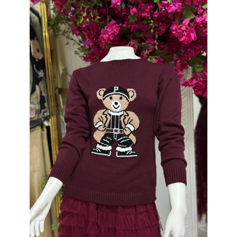 Blusa Modal Urso Slim Cherry Blusa Modal Urso Slim Cherry