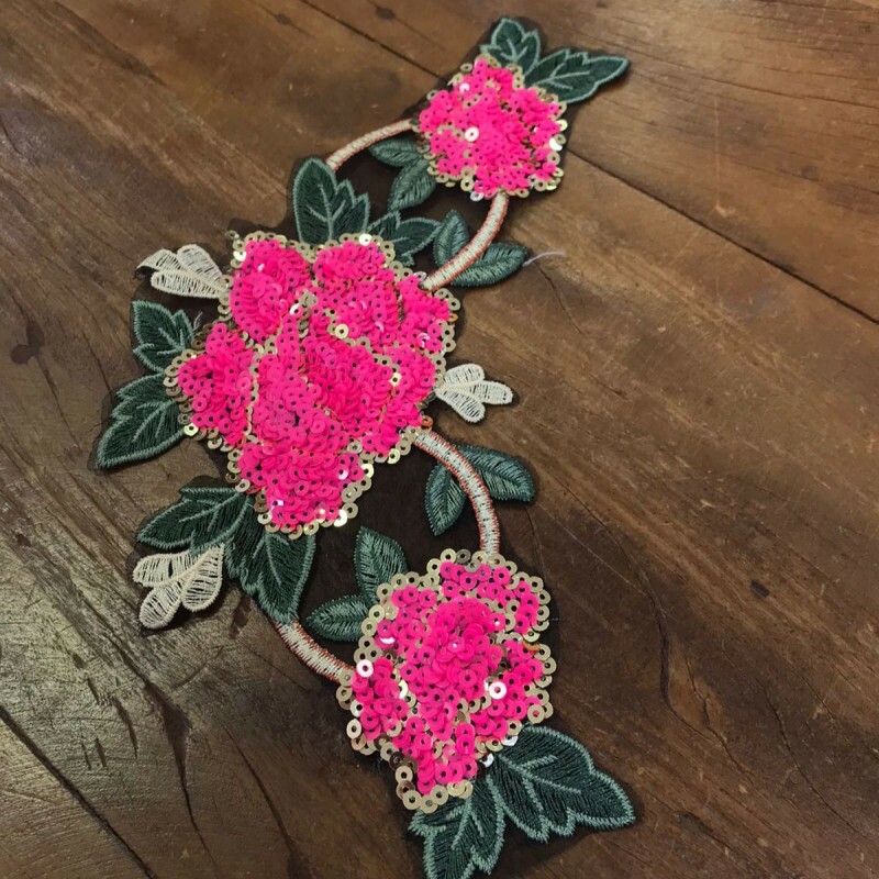 Aplique Flores Pink de Paetê