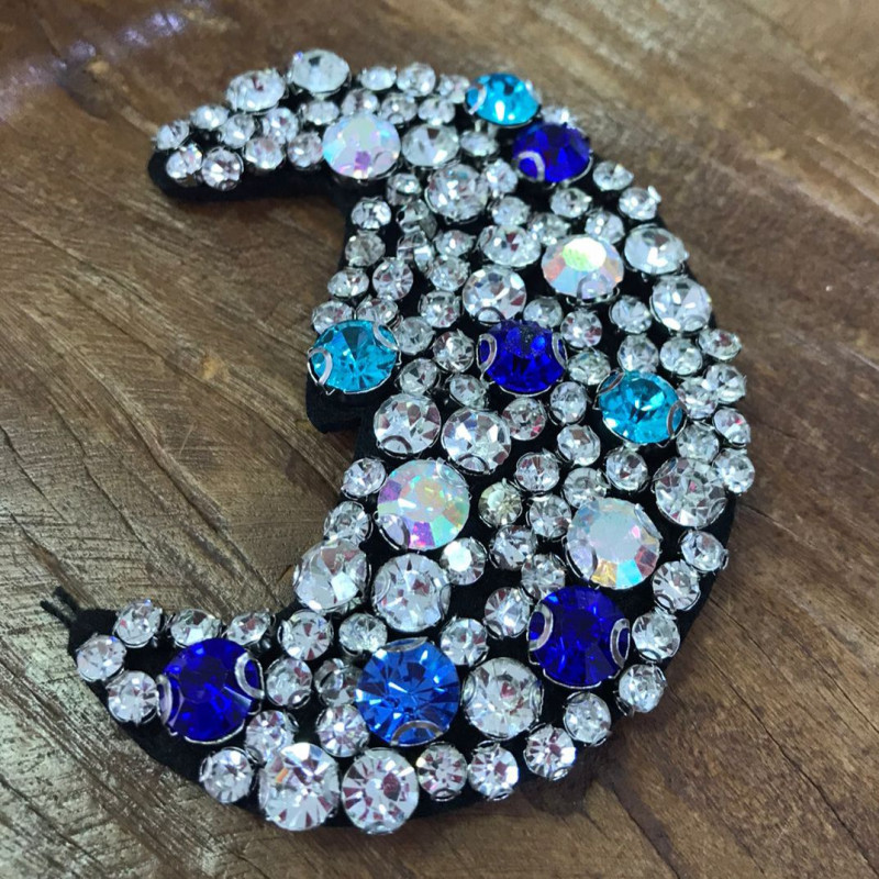 Aplique Lua com Pedraria Azul e Prata