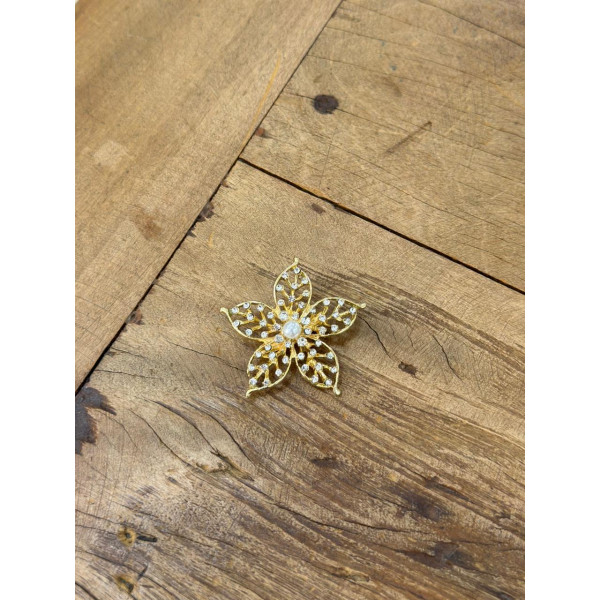 BROCHE FLOR DOURADA STRASS - 14012