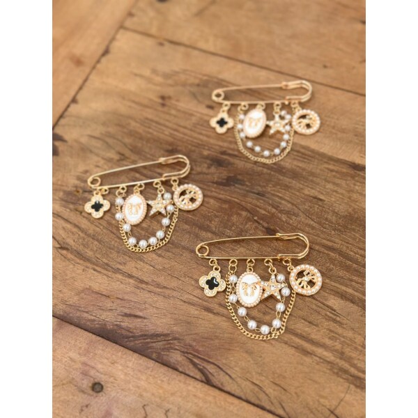 Broche Alfinete com Pingentes 14176