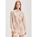 Camisa Linho Flores Aplicadas Bege