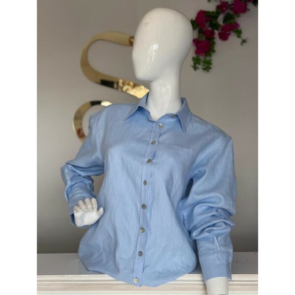 Camisa Azul Claro Linho Puro 