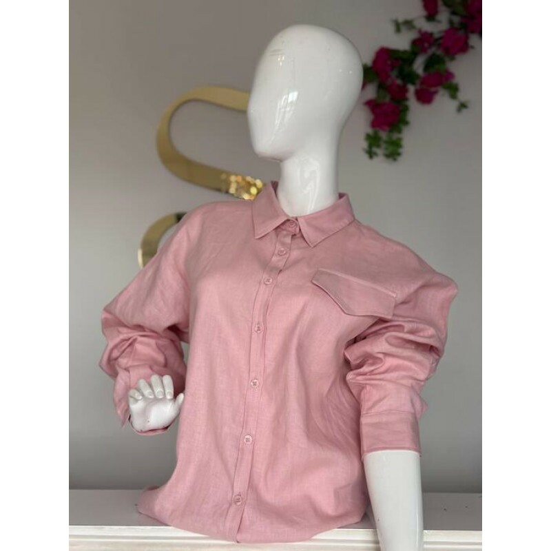 Camisa Rose Linho Puro 