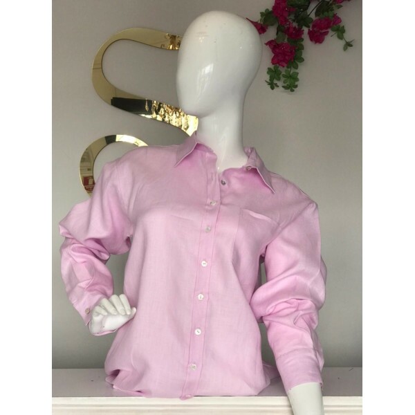 Camisa Rosa Claro Linho Puro 