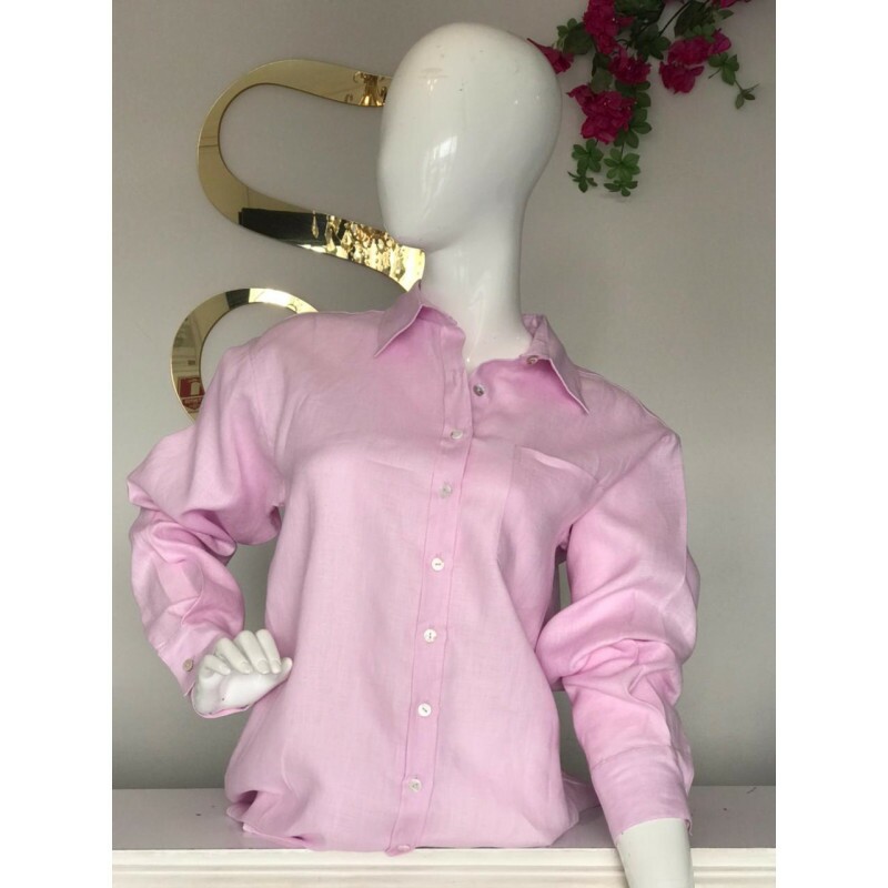 Camisa Rosa Claro Linho Puro 