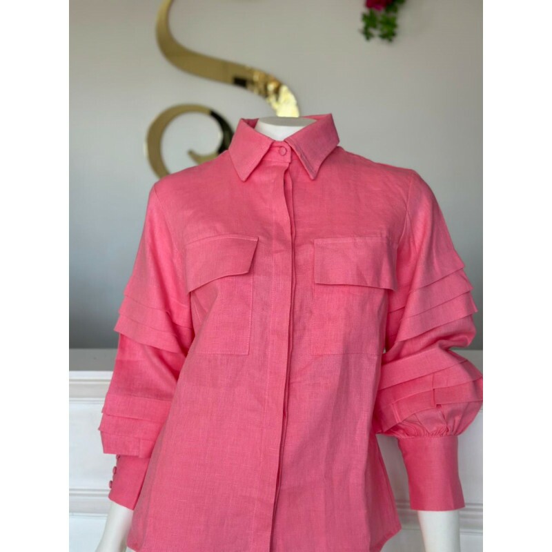 Camisa Exclusiva Linho Puro Italiano Chiclete Camisa Exclusiva Linho Puro Italiano Chiclete