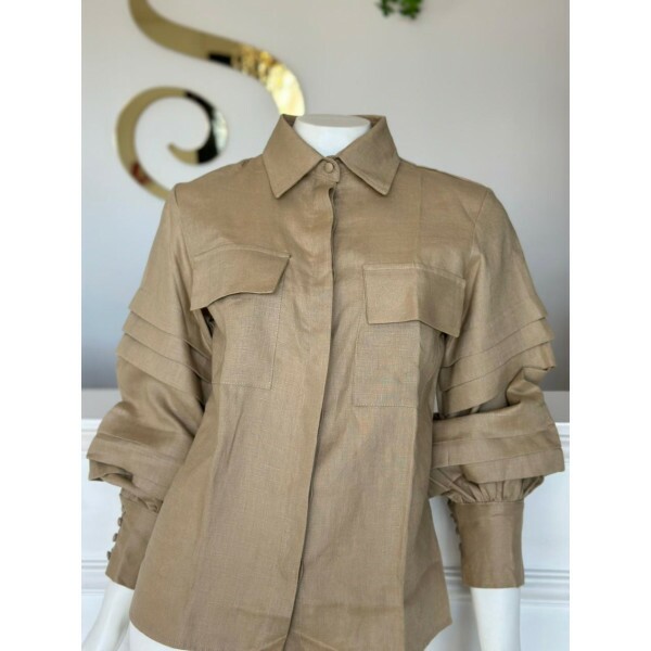 Camisa Exclusiva Linho Puro Italiano Cáqui