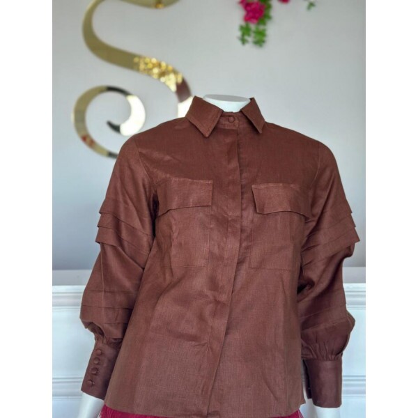 Camisa Exclusiva Linho Puro Italiano Marrom