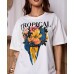 Camiseta Branca G Estampa Arara Azul Tropical