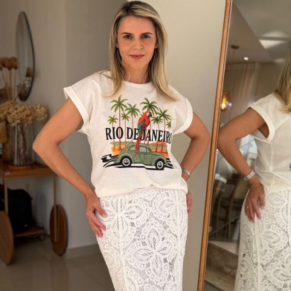 Camiseta T-shirt Branca M Estampa Rio de Janeiro