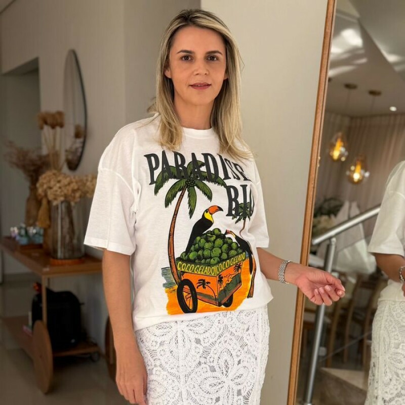 Camiseta Branca G Estampa Paradise Rio