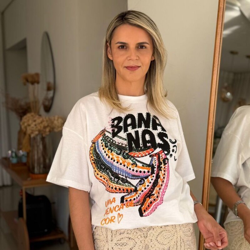 Camiseta Branca G Estampa Bananas