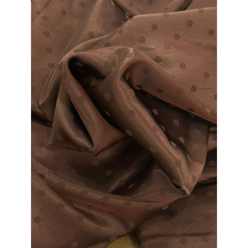 Cetim Jacquard Polka Marrom