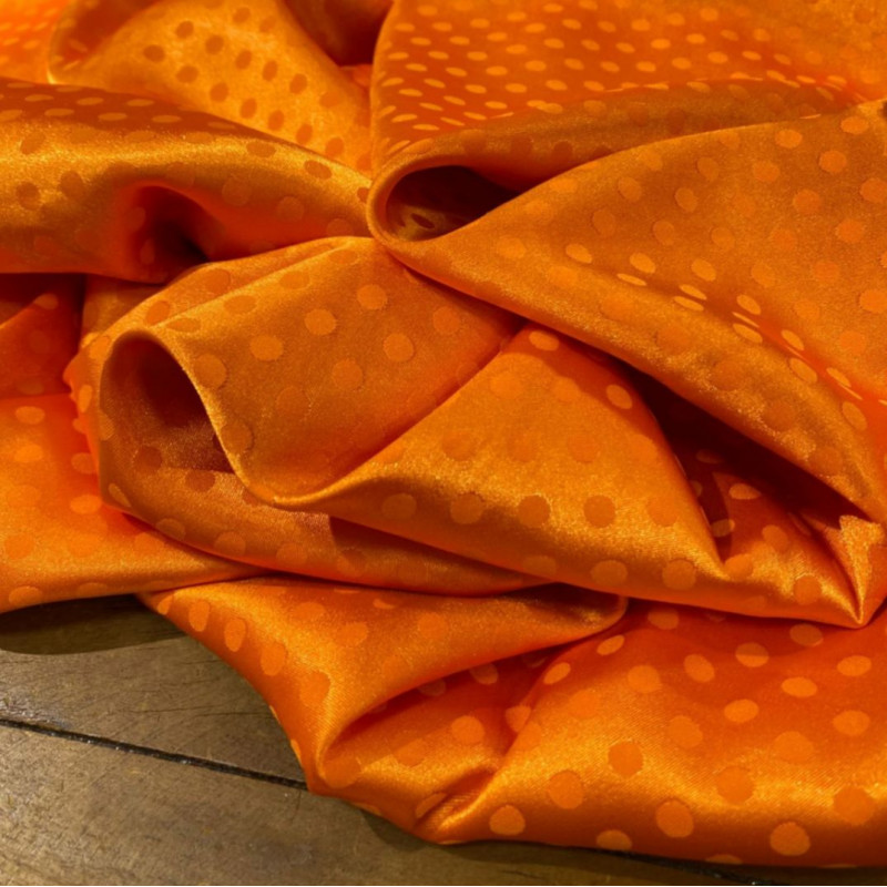 Cetim Jacquard Polka Laranja