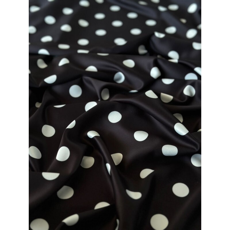  Cetim Preto Polkadots 
