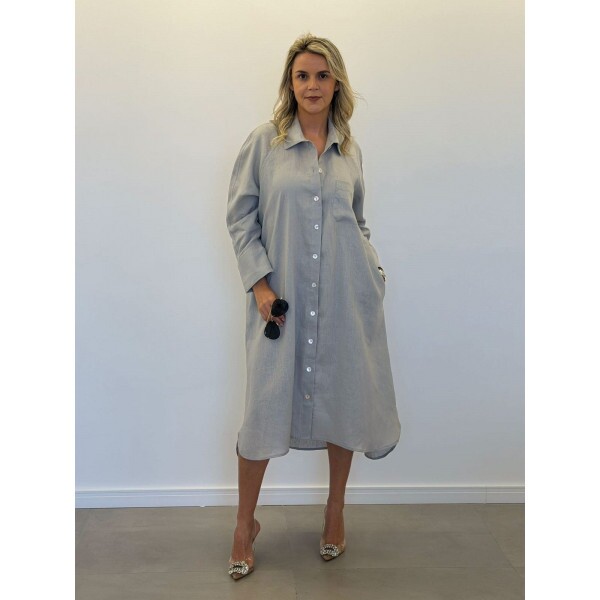 Chemise Cinza Fendi Linho Puro