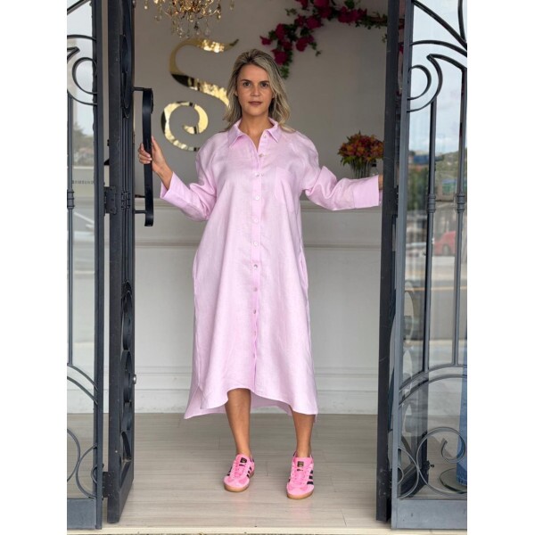 Chemise Rosa Bebê Linho Puro