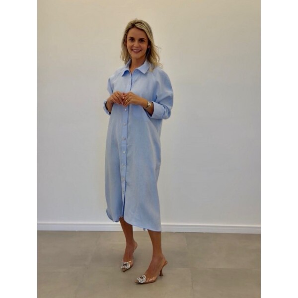 Chemise Azul Serenity Linho Puro