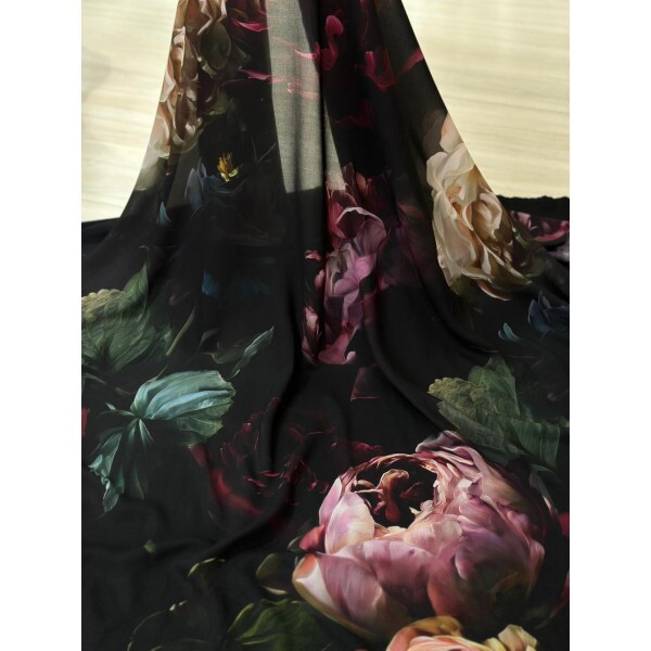 Chiffon Toque de Seda Peônias