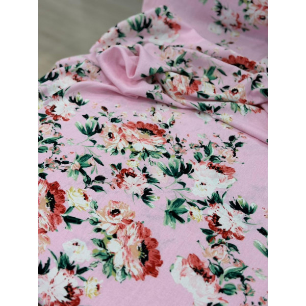 Linho Misto Rosa Floral Linho Misto Rosa Floral