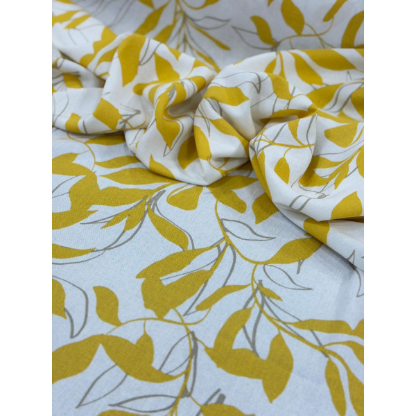 Linho Misto Off-White Folhagem 