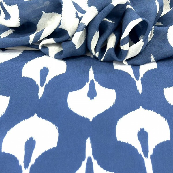 Crepe Ikat Azul Oceano Exclusivo Crepe Ikat Azul Oceano Exclusivo