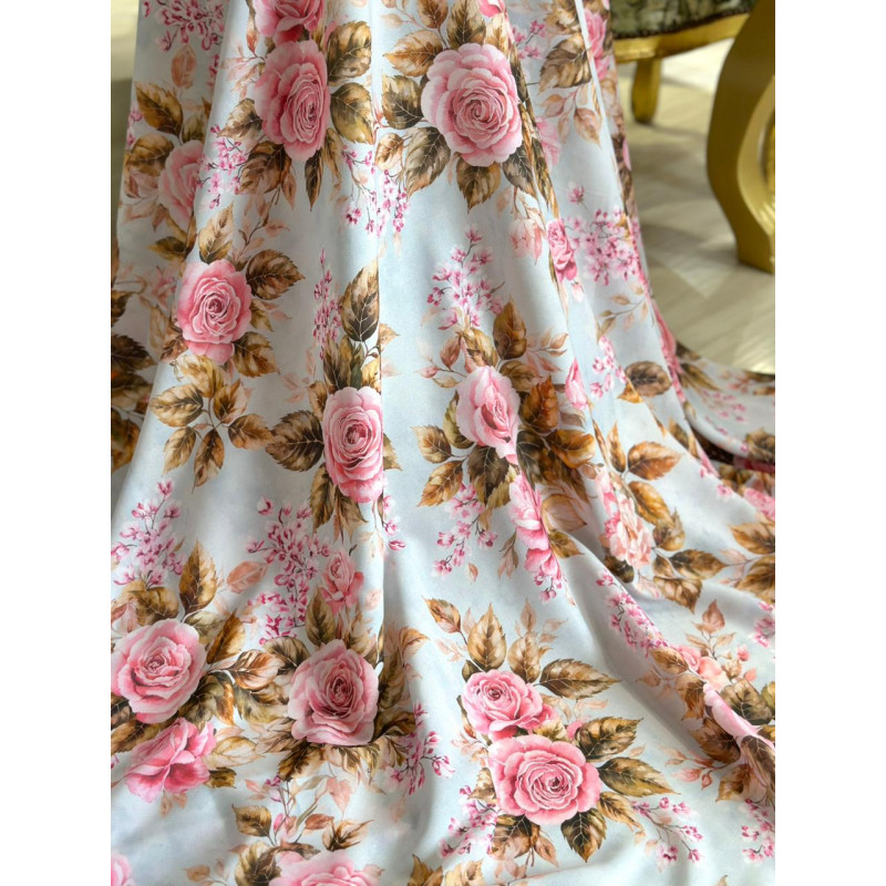 Crepe Leve Rosas Exclusivo