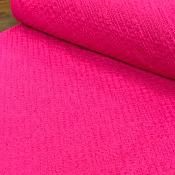 Linho Misto Pink Bordado Pink Barrado Duplo