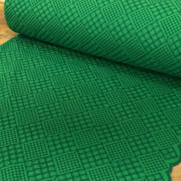 Linho Misto Verde Bandeira Bordado Verde Barrado Duplo