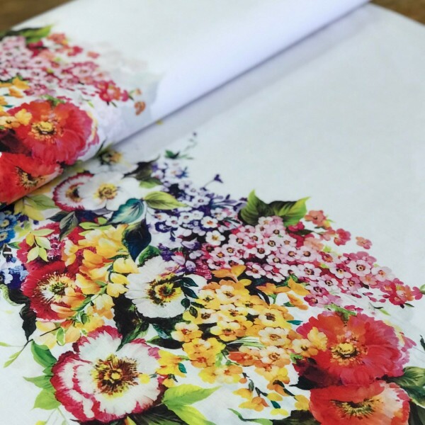 Tricoline Estampada Barrado Duplo Floral Colors