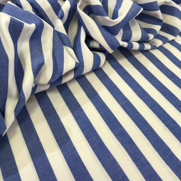 Tricoline Stripes Fio Tinto Azul G