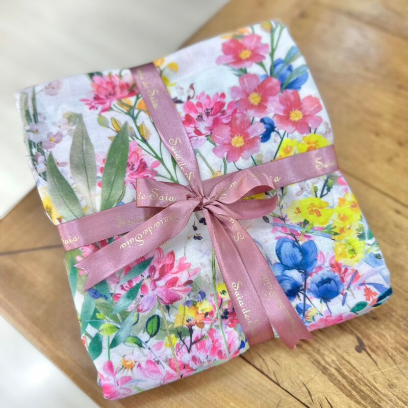 Kit Linho Misto com Barrado Duplo Floral Kit Linho Misto com Barrado Duplo Floral