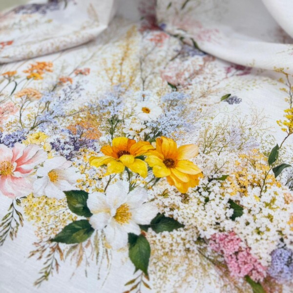 Linho Misto Aquarelado Floral 