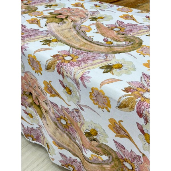 Linho Misto Paisley com Fundo Claro