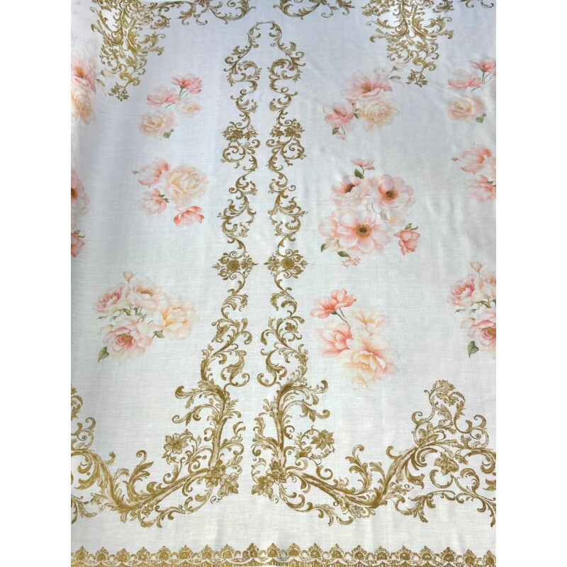 Linho Misto Arabescos Dourados