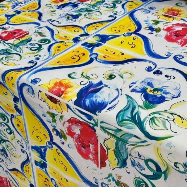 Linho Misto Azulejo Cores Primárias