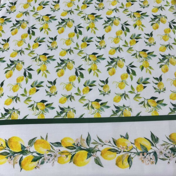 Linho Misto Limões Barrado Único Linho Misto Limões Barrado Único